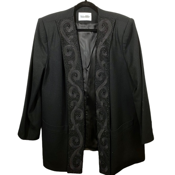 Nolan Miller Vintage oversized wool jacket open blazer detailing womens 14 - Picture 1 of 8